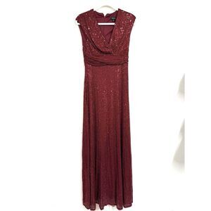 Mosy Burgundy Sequin Full Length Formal Gown Size S